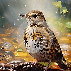 Ai Generated illustration Wildlife Concept of Song Thrush