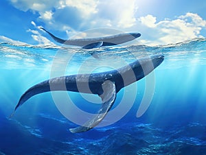 Ai Generated illustration Wildlife Concept of Sperm Whale fluke