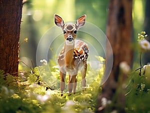 Ai Generated illustration Wildlife Concept of Spotted Fawn