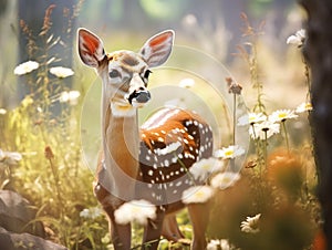 Ai Generated illustration Wildlife Concept of Spotted Fawn