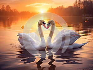 Ai Generated illustration Wildlife Concept of Swan Heart