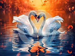 Ai Generated illustration Wildlife Concept of Swan Heart