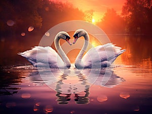 Ai Generated illustration Wildlife Concept of Swan Heart