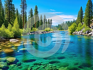 Ai Generated illustration Wildlife Concept of Truckee River Scenery