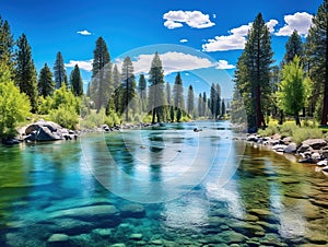 Ai Generated illustration Wildlife Concept of Truckee River Scenery