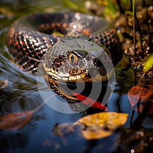 Ai Generated illustration Wildlife Concept of Water Moccasin