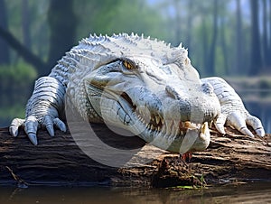 Ai Generated illustration Wildlife Concept of White Gator