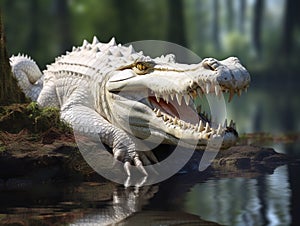 Ai Generated illustration Wildlife Concept of White Gator