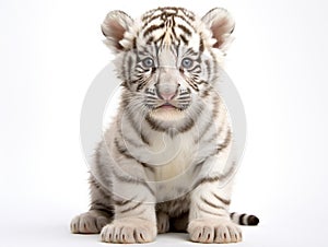 Ai Generated illustration Wildlife Concept of White Tiger cub (2 months)