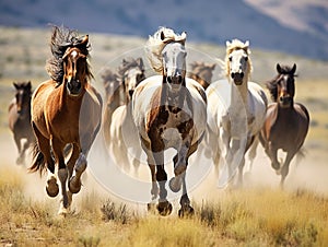 Ai Generated illustration Wildlife Concept of Wild Mustangs