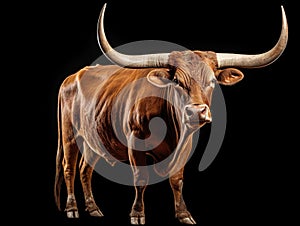 Ai Generated illustration Wildlife Concept of Wild Texas longhorn bull isolated on white background