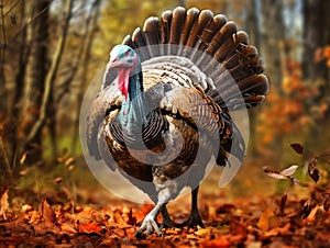 Ai Generated illustration Wildlife Concept of Wild Tom Turkey