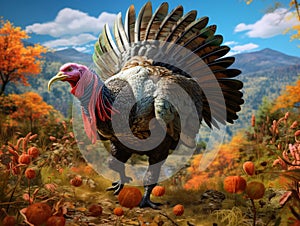 Ai Generated illustration Wildlife Concept of Wild Tom Turkey