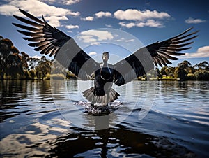 Ai Generated illustration Wildlife Concept of Wildlife and Animals - Black Swan