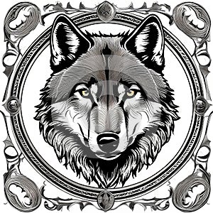 AI generated illustration of a wolf's head suitable for graphics, laser engravers