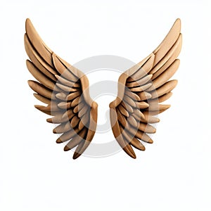 AI-generated illustration of wooden wings on a white background