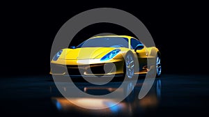 AI generated illustration of A yellow high-performance sports car