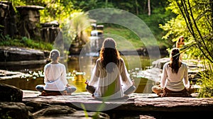 AI generated illustration of young female adults in a peaceful moment of reflection and meditation