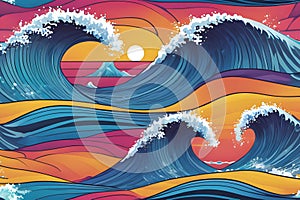 AI generated illustrations for the concept of physics on the topic of Wave Wonders