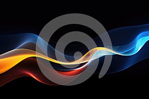Abstract colorful smoke waves on black background with copy space for your text