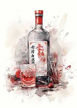 Baijiu Chinese Liquor Chinese new year pattern photo