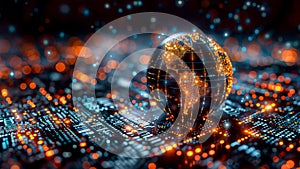 binary data swirling around the globe, illustration of world wide web, digital world