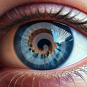 AI-Generated Image of a Brown Eye with Clock-Like Iris Pattern