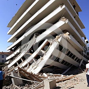 AI generated image of a building hit by the earthquake