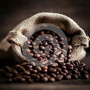 AI-Generated image : Burlap Sack of Coffee Beans