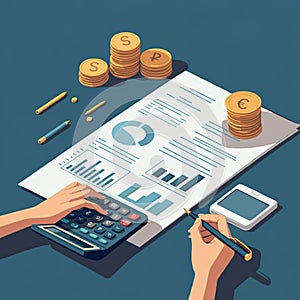 AI-Generated Image: Business Professional Analyzing Documents and Pe photo
