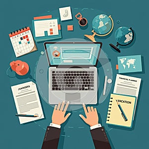 AI-Generated Image: Business Professional Analyzing Documents and Pe photo