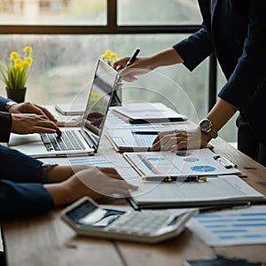 AI-Generated Image: Business Professional Analyzing Documents and Pe photo