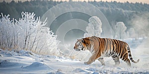 Winter Majesty: Tiger in a Snowy Forest photo