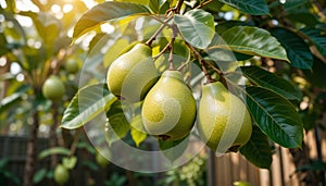 Green Pears in Sunlit Harmony photo