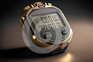 ai generated image of chrome digital stop watch