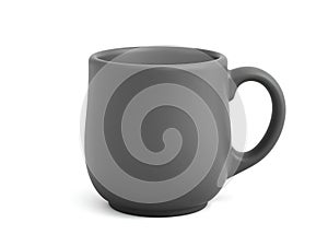 Simple Gray Ceramic Mug on White Background, Studio Shot