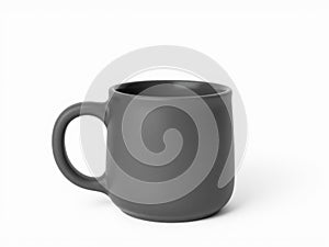 Simple Gray Ceramic Mug on White Background, Studio Shot