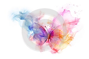 AI generated image of color smoke butterfly