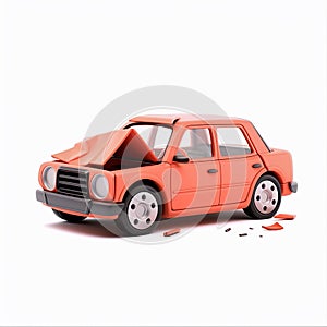 3D icon car accident white background