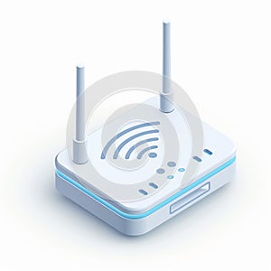 A 3D icon of a network router with a white background