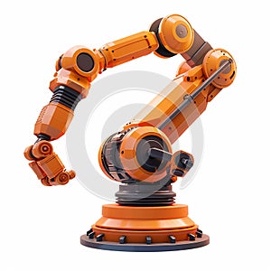 A 3D icon of a tech revolution robotic arm with a white background