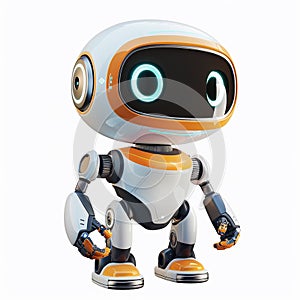 A 3D icon of a tech service AI robot with a white background