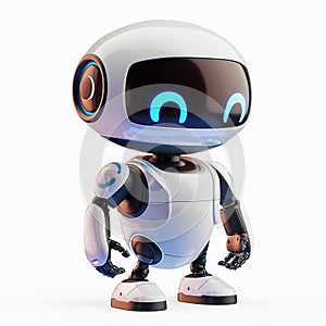 A 3D icon of a tech service AI robot with a white background