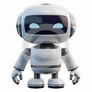 A 3D icon of a tech service AI robot with a white background