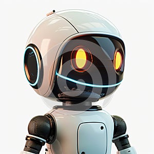 A 3D icon of a tech service AI robot with a white background