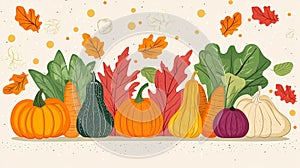 Fall harvest vegetables display