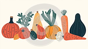 Fall harvest vegetables display