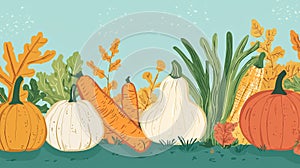 Fall harvest vegetables display