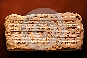 Cuneiform script on a clay tablet illustration photo photo