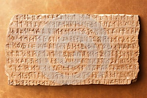 Cuneiform script on a clay tablet illustration photo photo